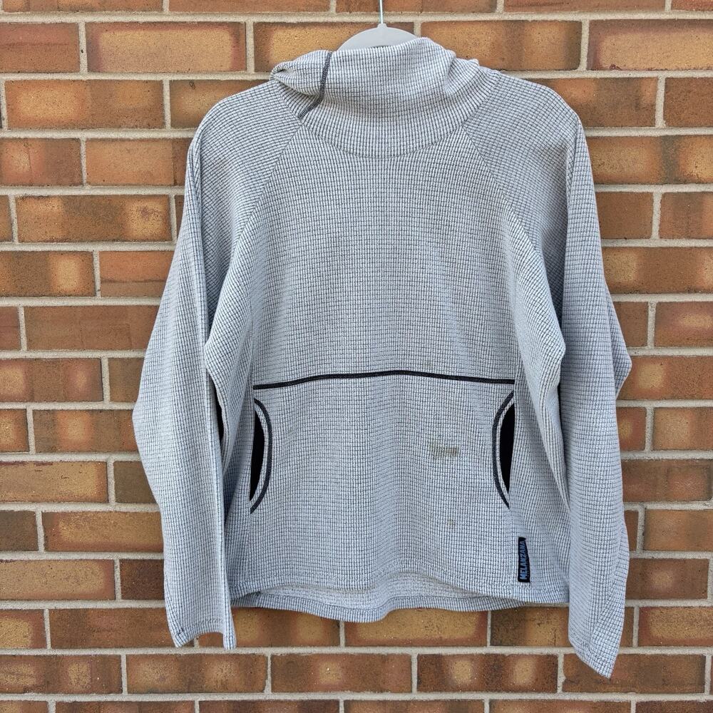 Melenzana Mens Medium Light Grey Micro Grid Hoodie Flaws